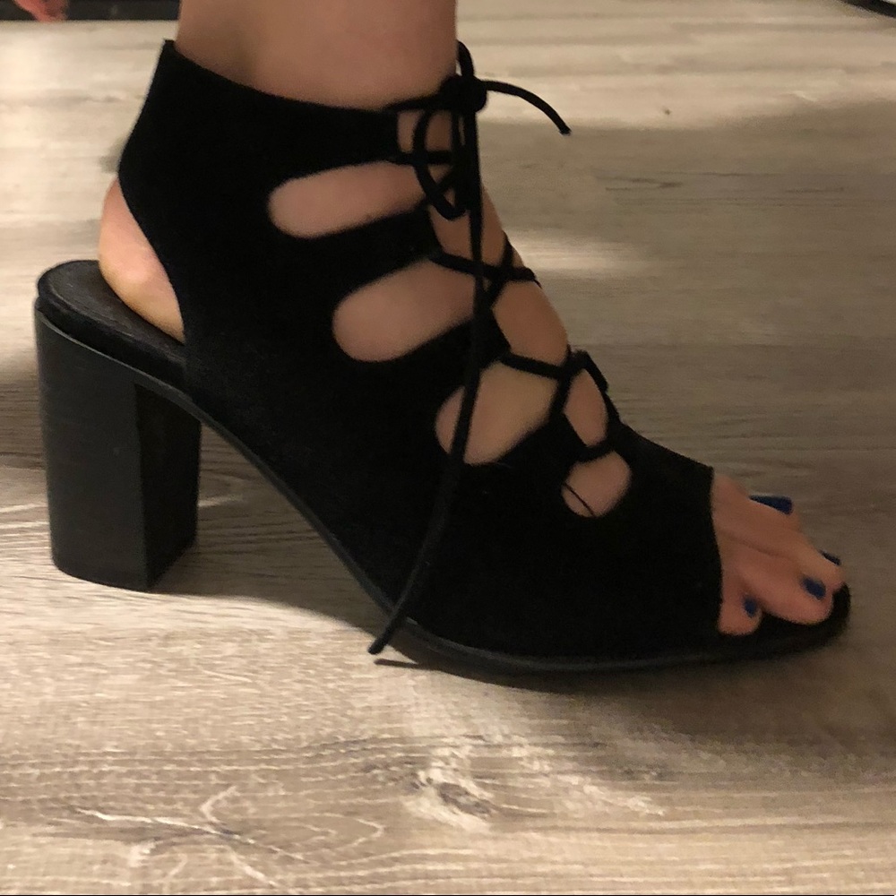 Black lace up sandals
